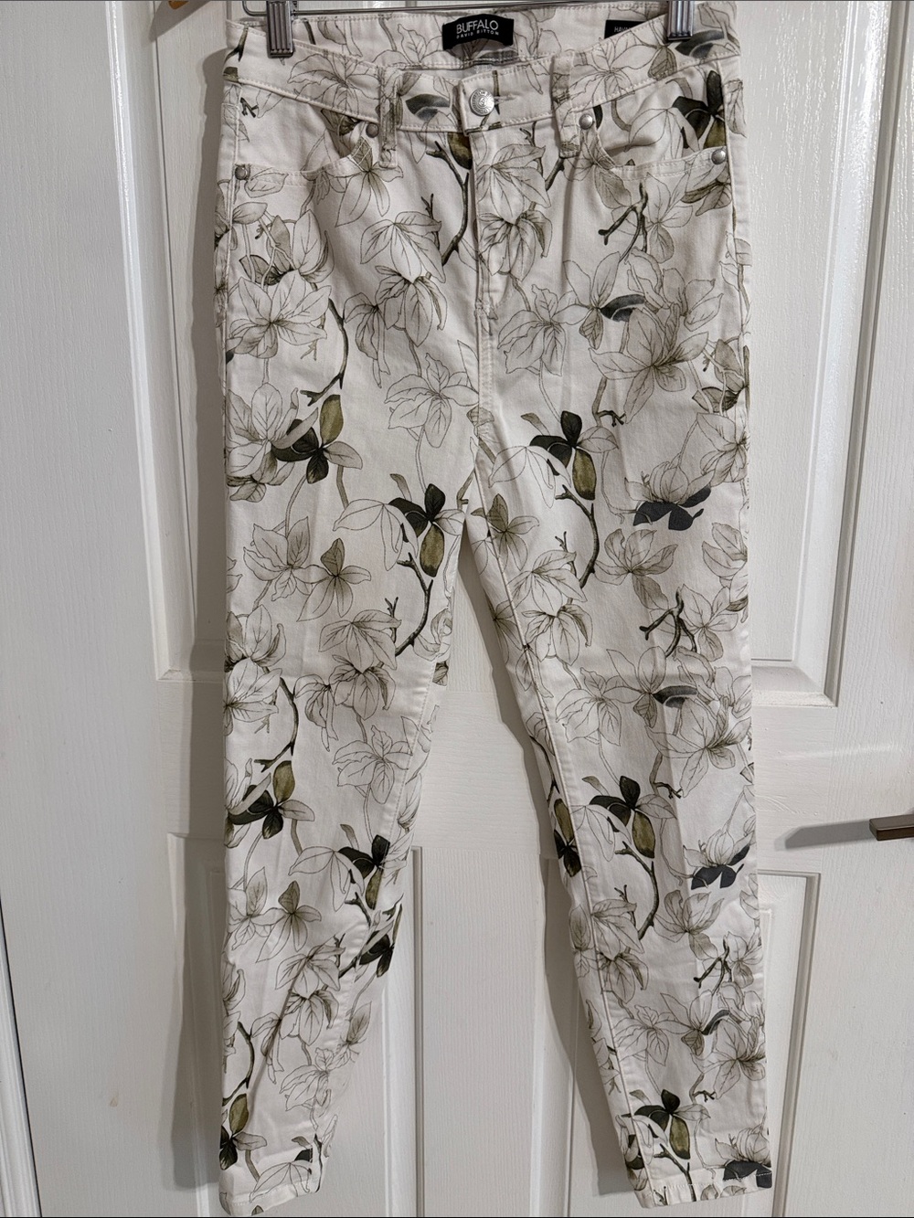 Buffalo David Bitton White Floral-Print Slim pants